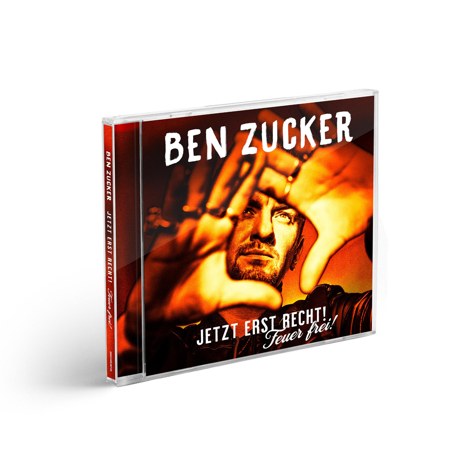 CD-Hülle. Ein Mann wird von Händen umrahmt. Der Text lautet „BEN ZUCKER“ und „JETZT ERST RECHT!“.