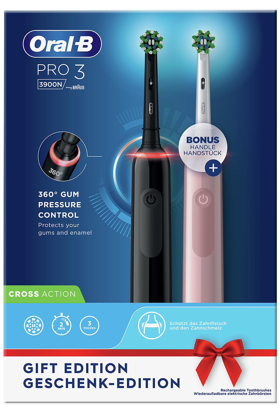 ORAL-B Pro 3 3900 Duo Zwart, Roze