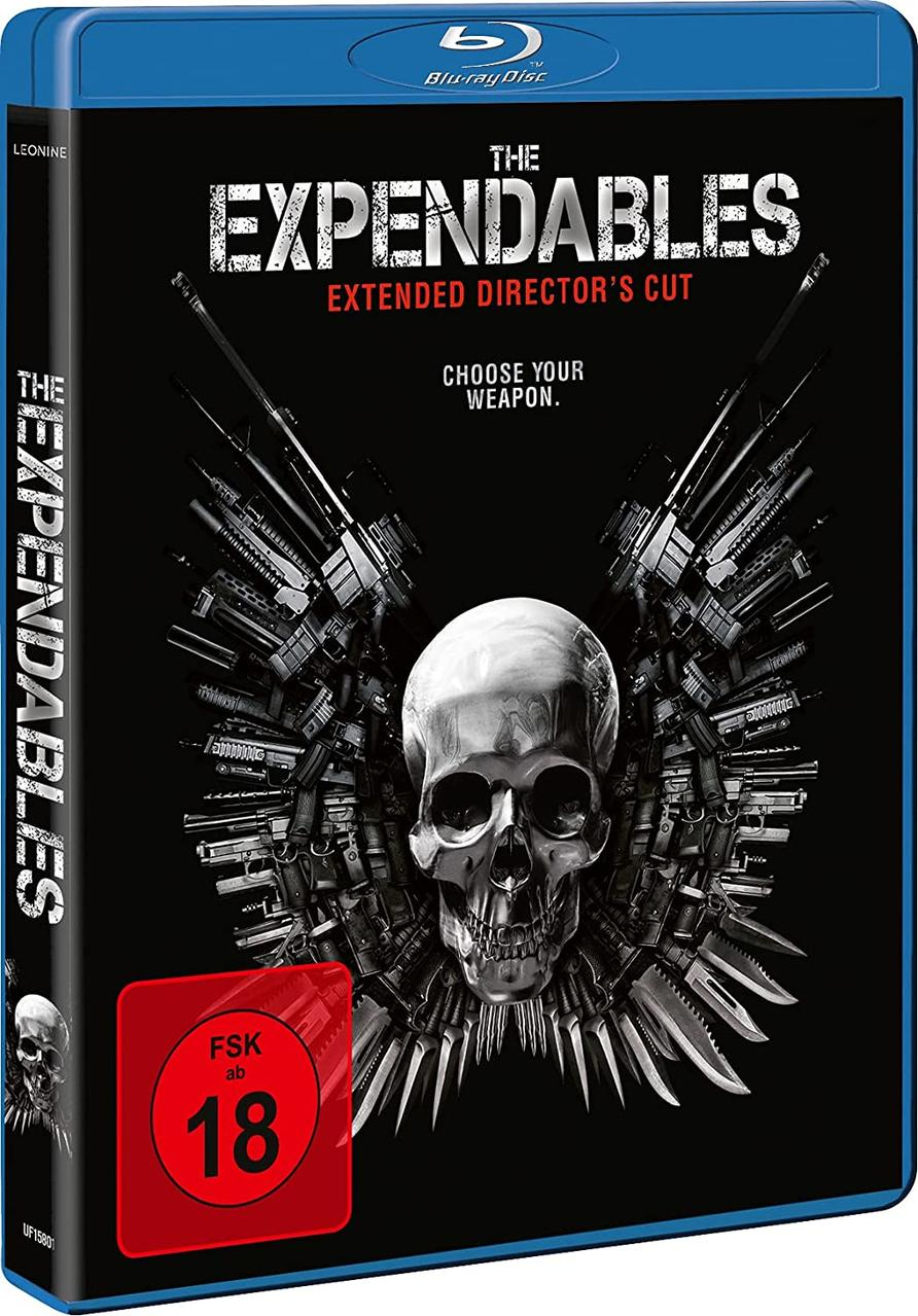 Blu-ray-Hülle des Films The Expendables. Ein Totenkopf und Waffen sind das zentrale Bild.