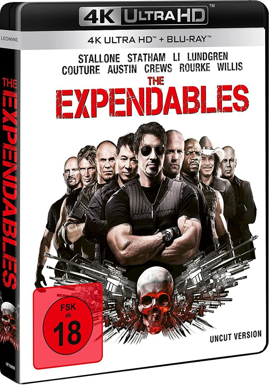 Das Filmposter von The Expendables mit Schauspielern wie Stallone, Statham und Lundgren.