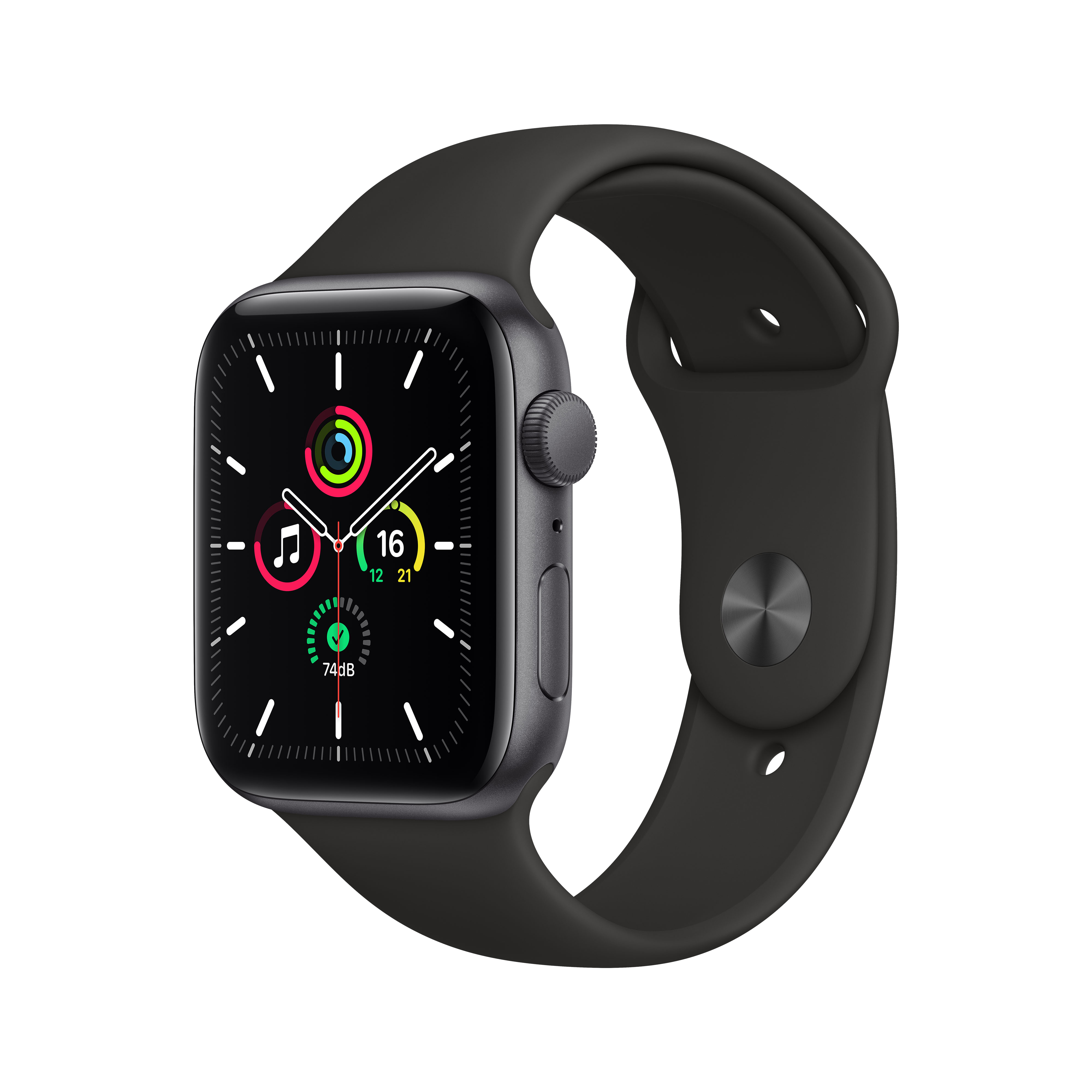 Apple Watch Se gps 44 mm caja aluminio en gris espacial correa deportiva negra 44mm con talla oled 2020