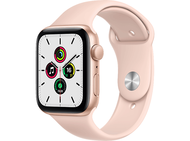tarjeta doce Río Paraná Apple Watch SE, GPS , 44 mm, Caja de aluminio en oro, Correa deportiva rosa  arena