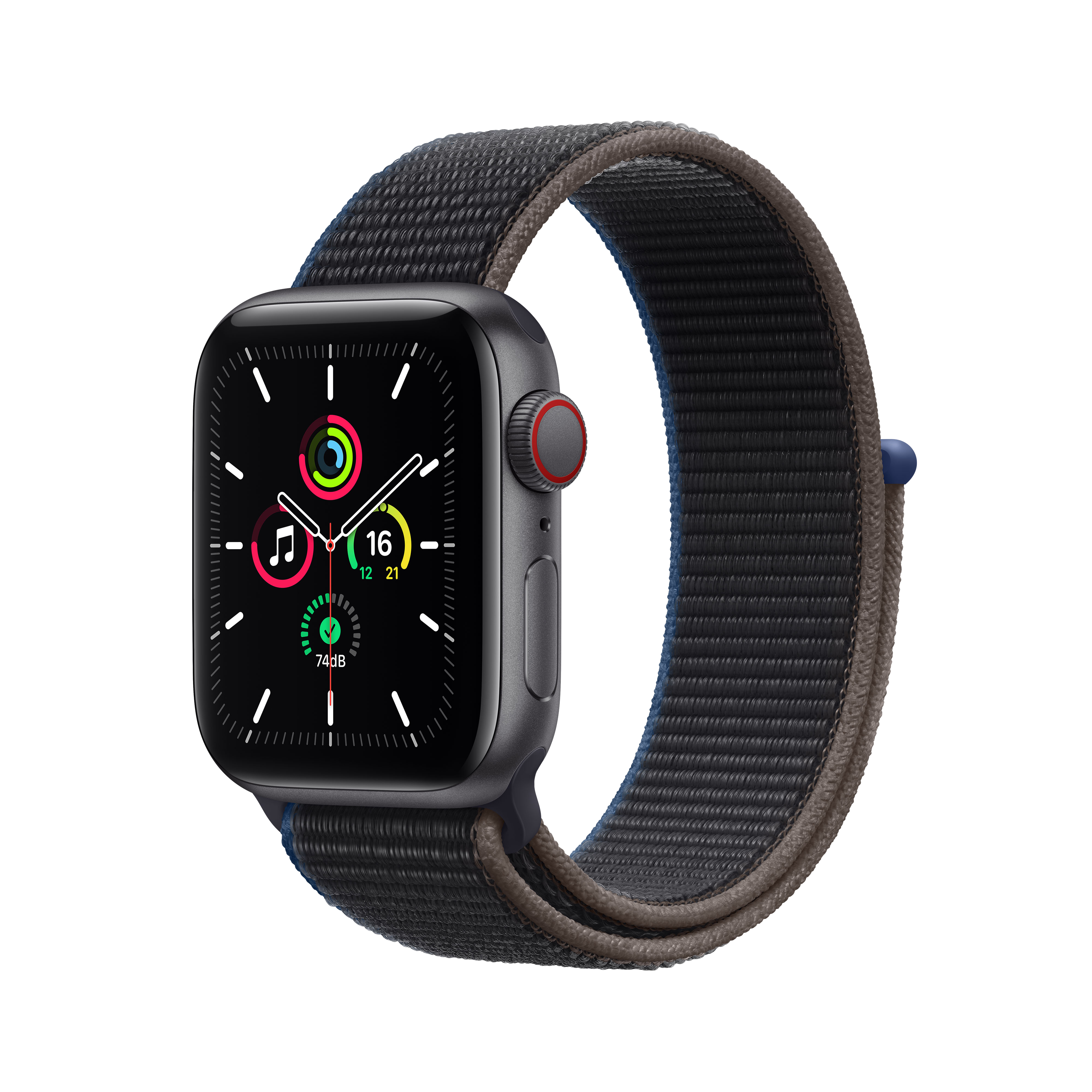 Apple Watch SE, GPS+CELL, 40 mm, Caja de aluminio en gris espacial, Correa Loop deportiva carbón