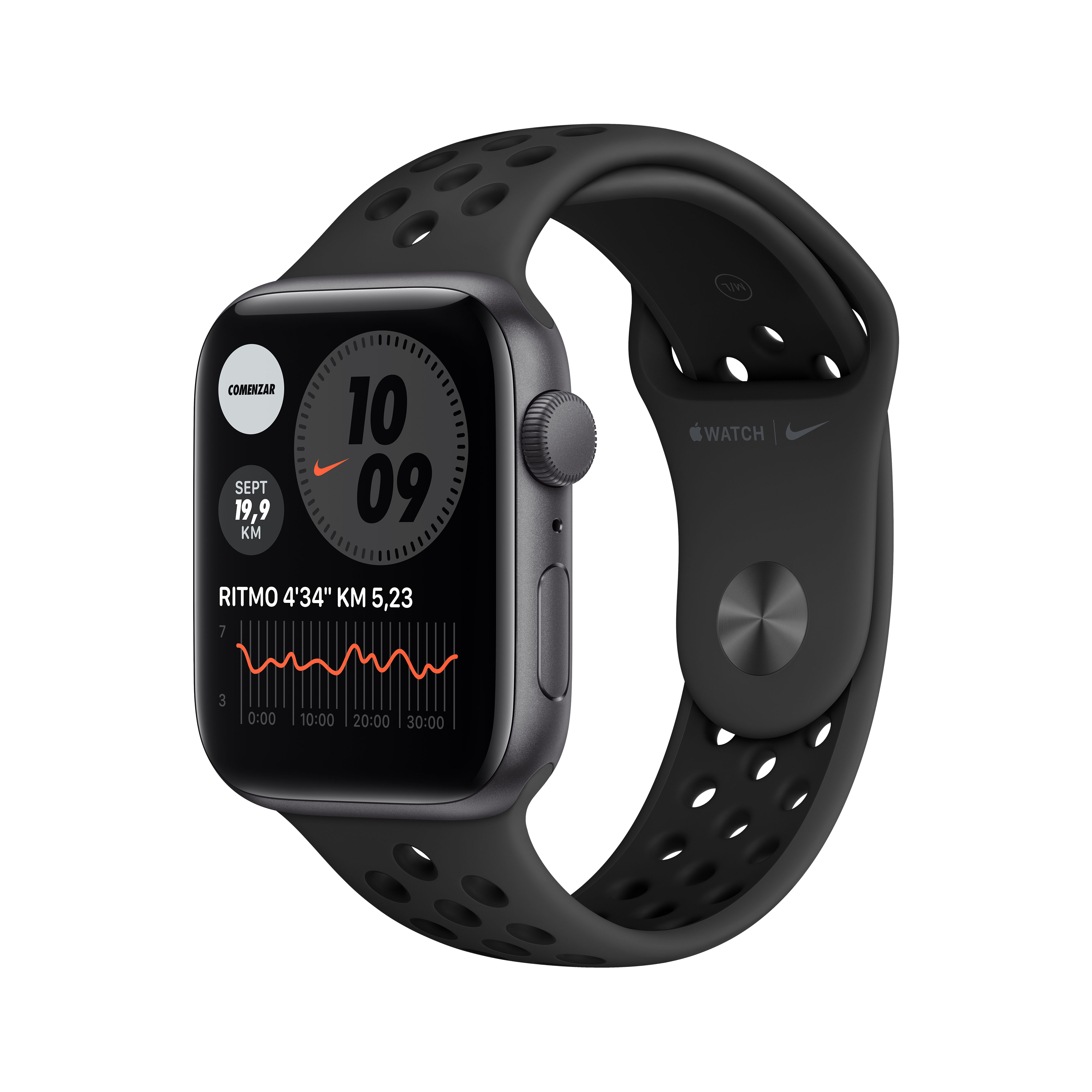 Apple Watch Nike se gps 44mm aluminio en gris espacial con correa sport antracitanegra reacondicionado 44 caja negro talla oled y deportiva smartwatch reloj