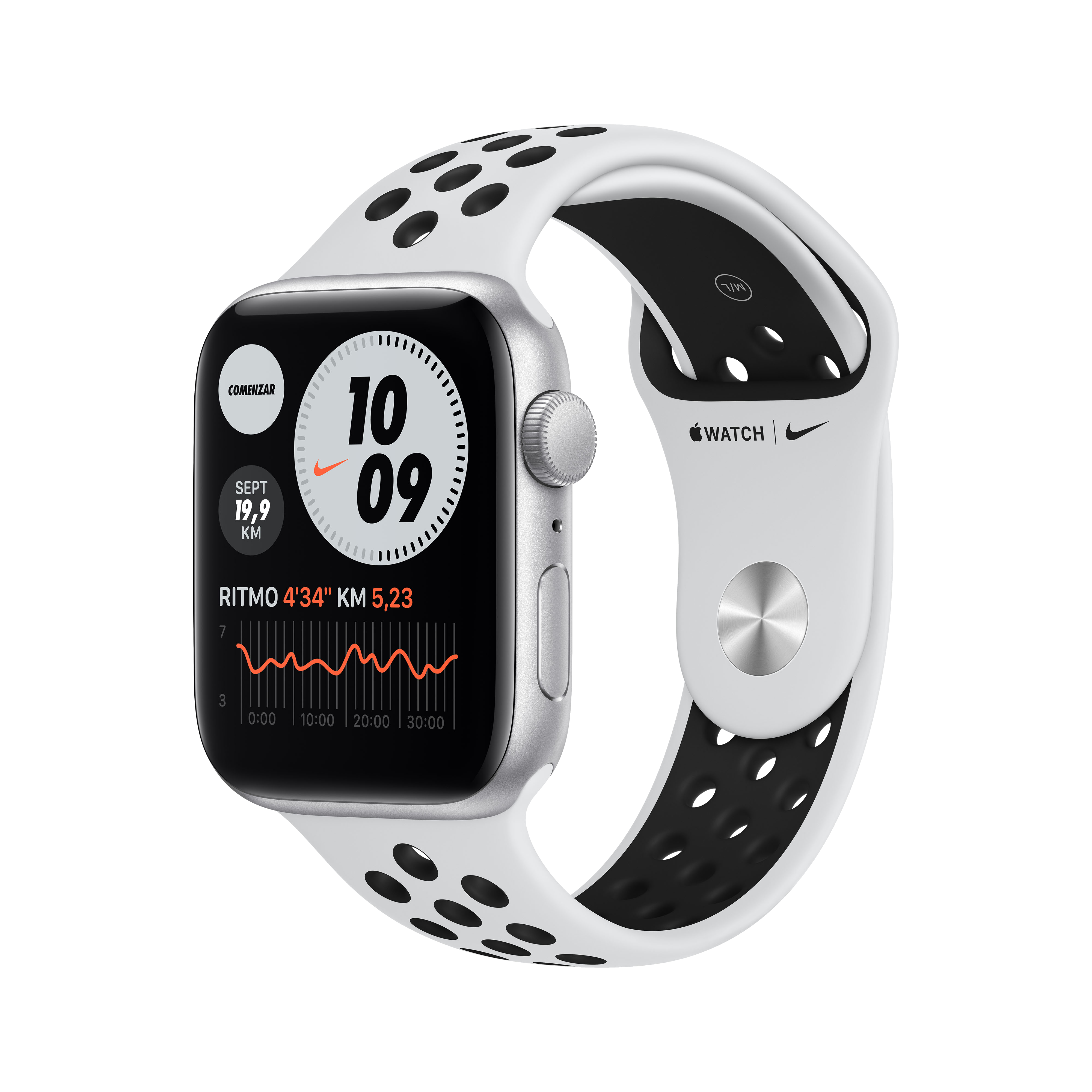 Apple Watch Nike SE,GPS 44 mm, Caja de aluminio en plata, Correa
