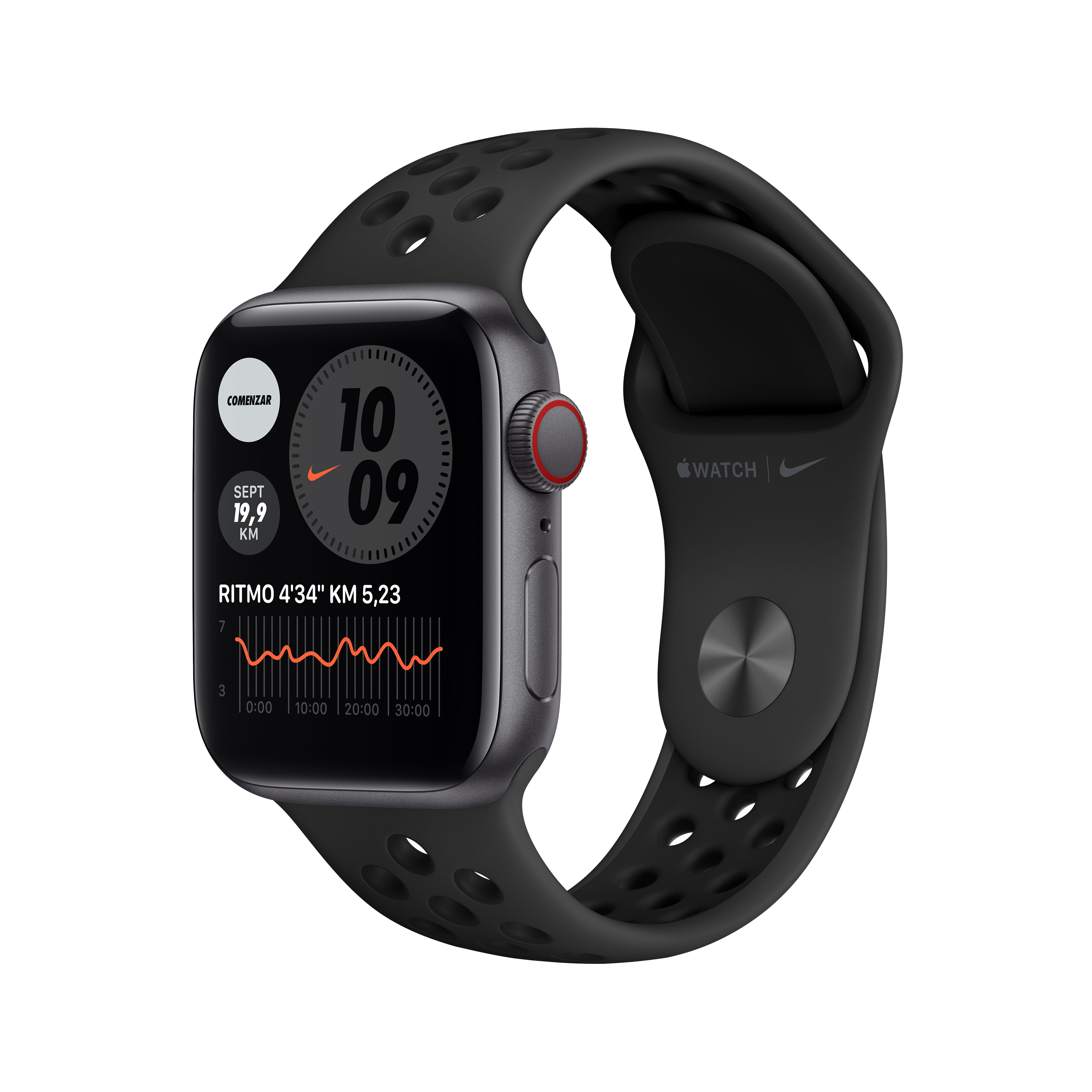 Apple Watch Nike gps+cell 40 mm caja de aluminio en gris espacial correa sport antracitanegro cellular negro talla smartwatch con 40mm reloj serie mg013tya