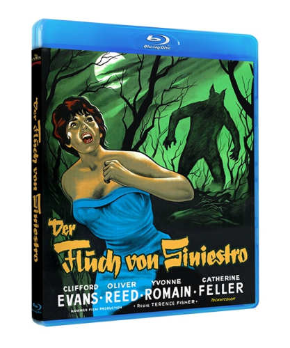Filmposter mit einer schreienden Frau im Wald, im Hintergrund ein Werwolf.