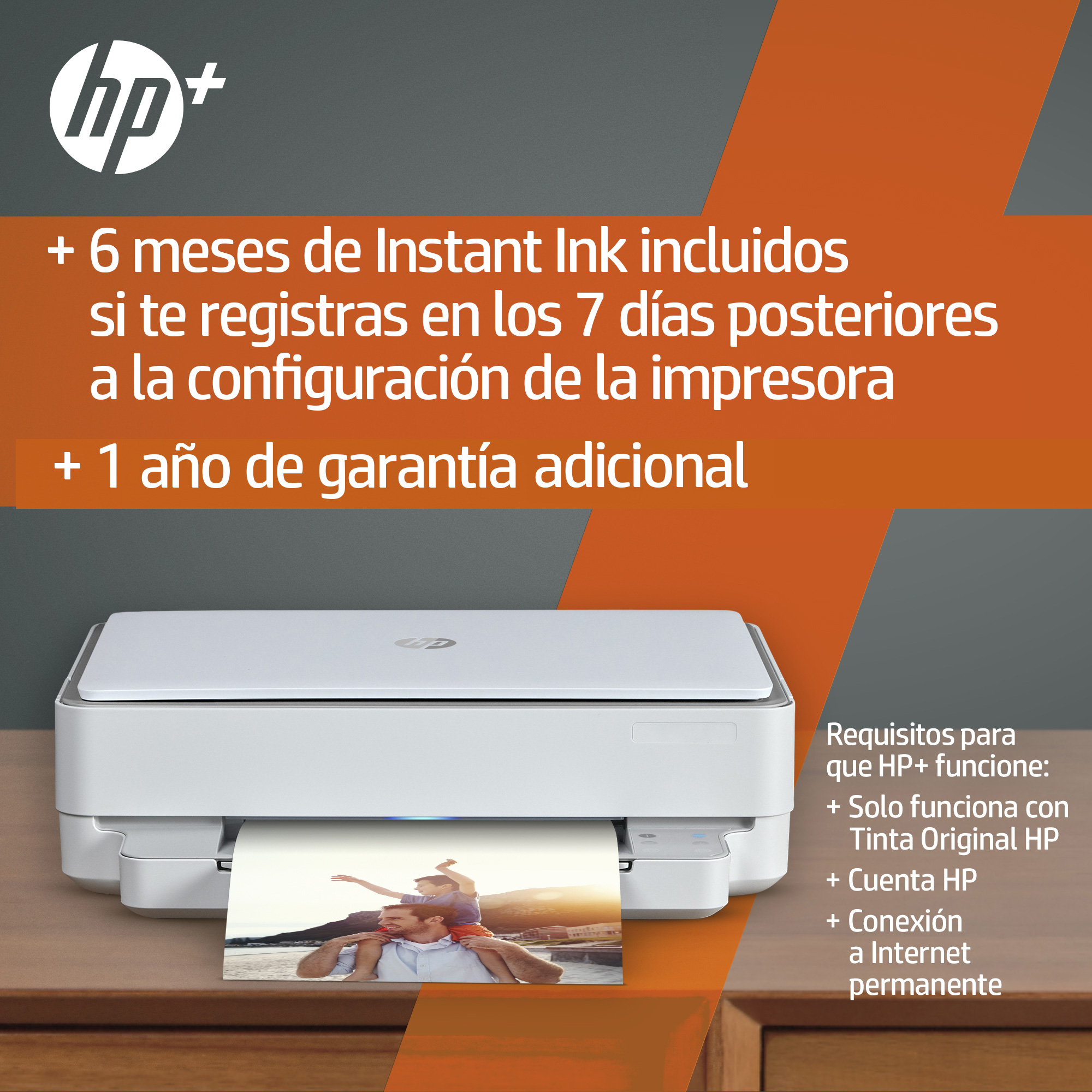 Impresora multifunción - HP Envy 6030e,Color/Mono,10 ppm,Inyección,Wi-Fi, 6 meses de impresión Instant Ink HP+