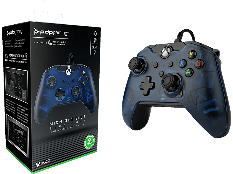 PDP LLC Kabelgebundener PDP Controller Mitternachtsblau für Xbox Series X, Xbox Series S, Xbox One, PC