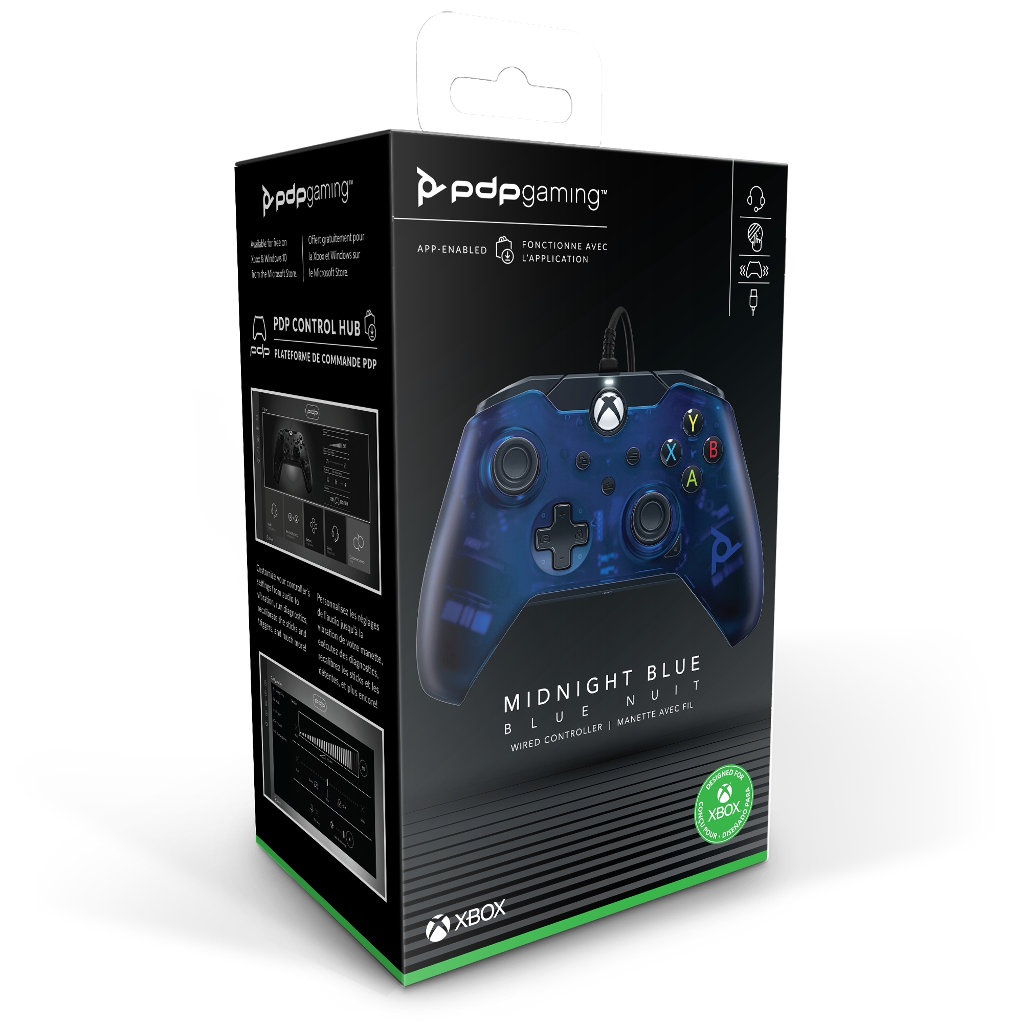 PDP LLC Kabelgebundener PDP Controller Mitternachtsblau für Xbox Series X, Xbox Series S, Xbox One, PC