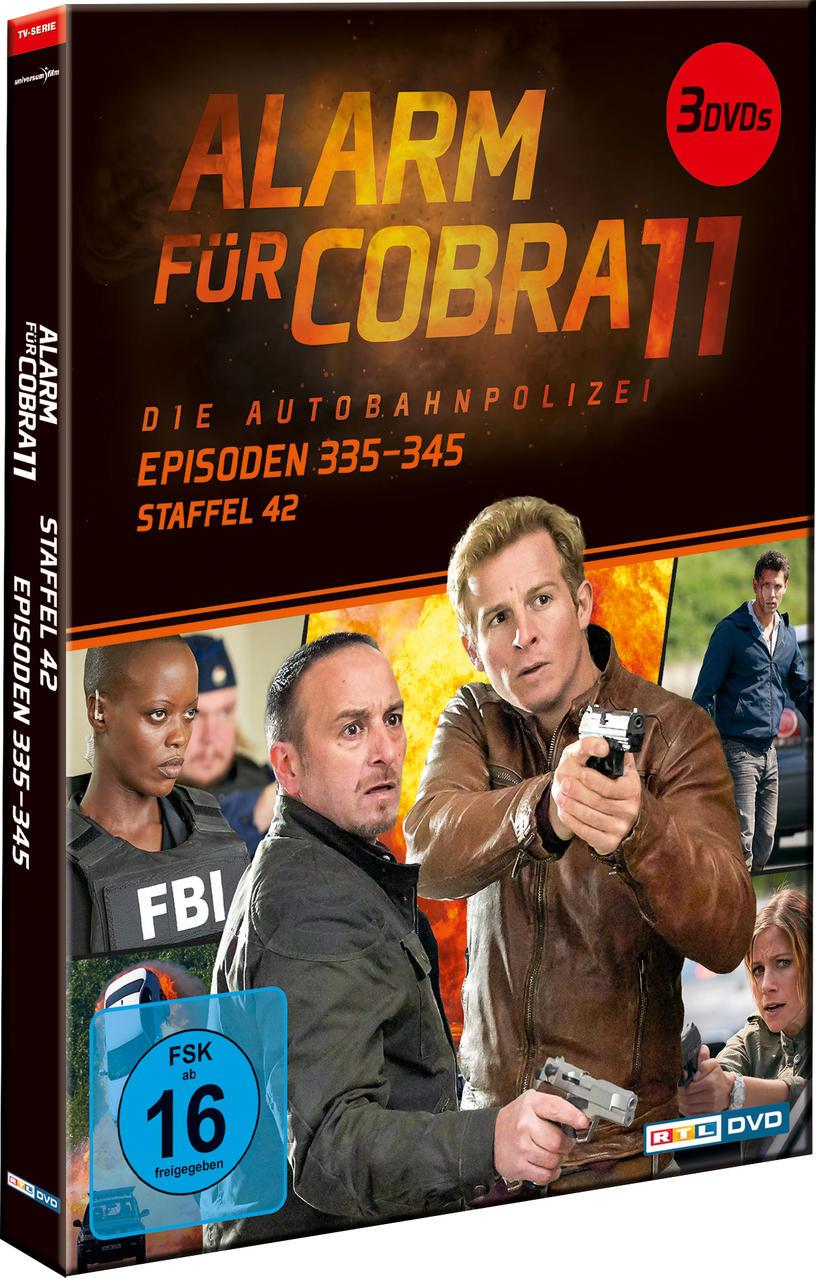 DVD-Box-Set für 'Alarm für Cobra 11'. Cover zeigt Schauspieler und den Titel 'Die Autobahnpolizei', Staffel 42.