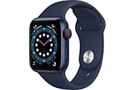 Apple Watch Series 6, GPS+CELL, 40 mm, Caja de aluminio en azul, Correa deportiva azul marino intenso