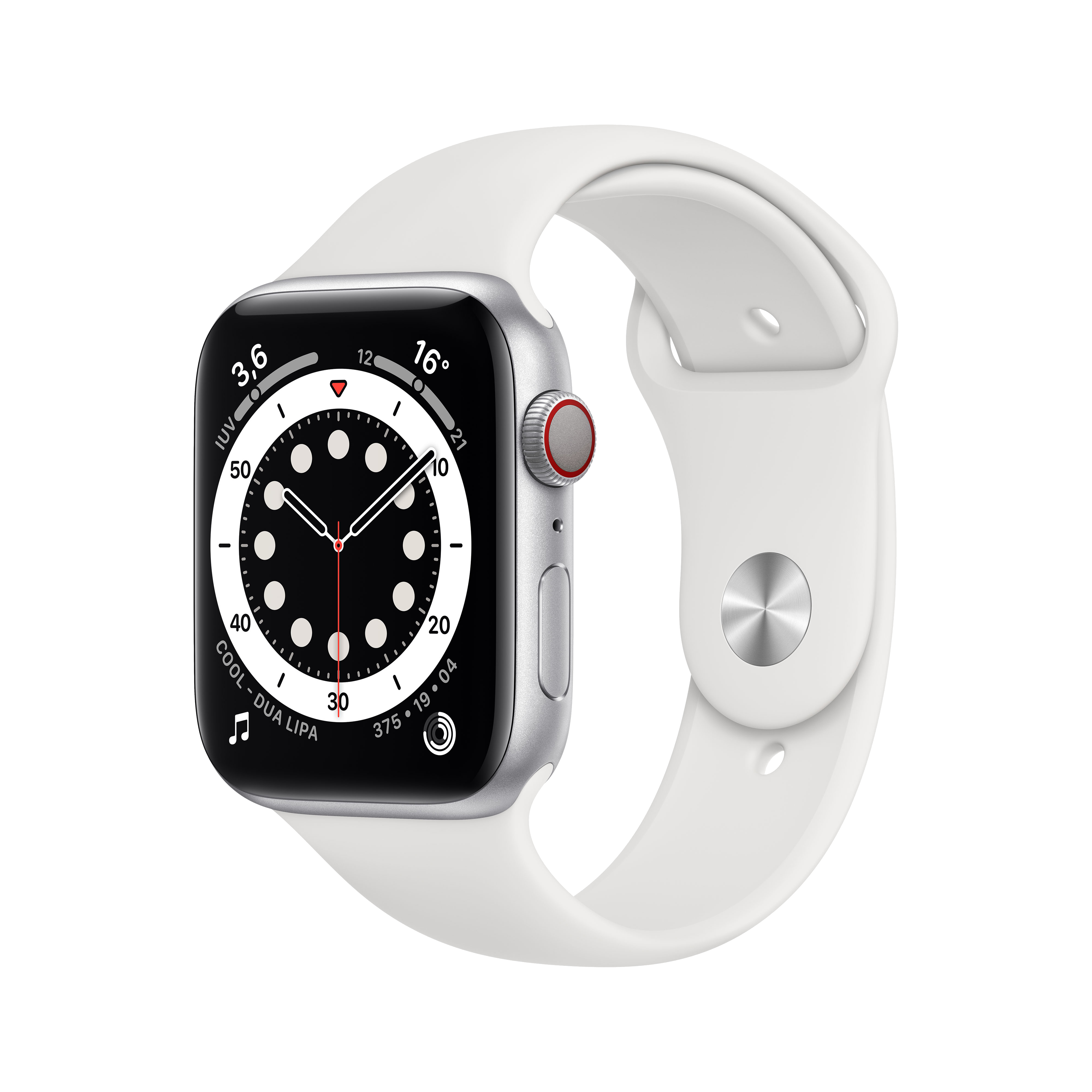 Apple Watch Series 6, GPS+CELL, 44 mm, Caja de aluminio en plata