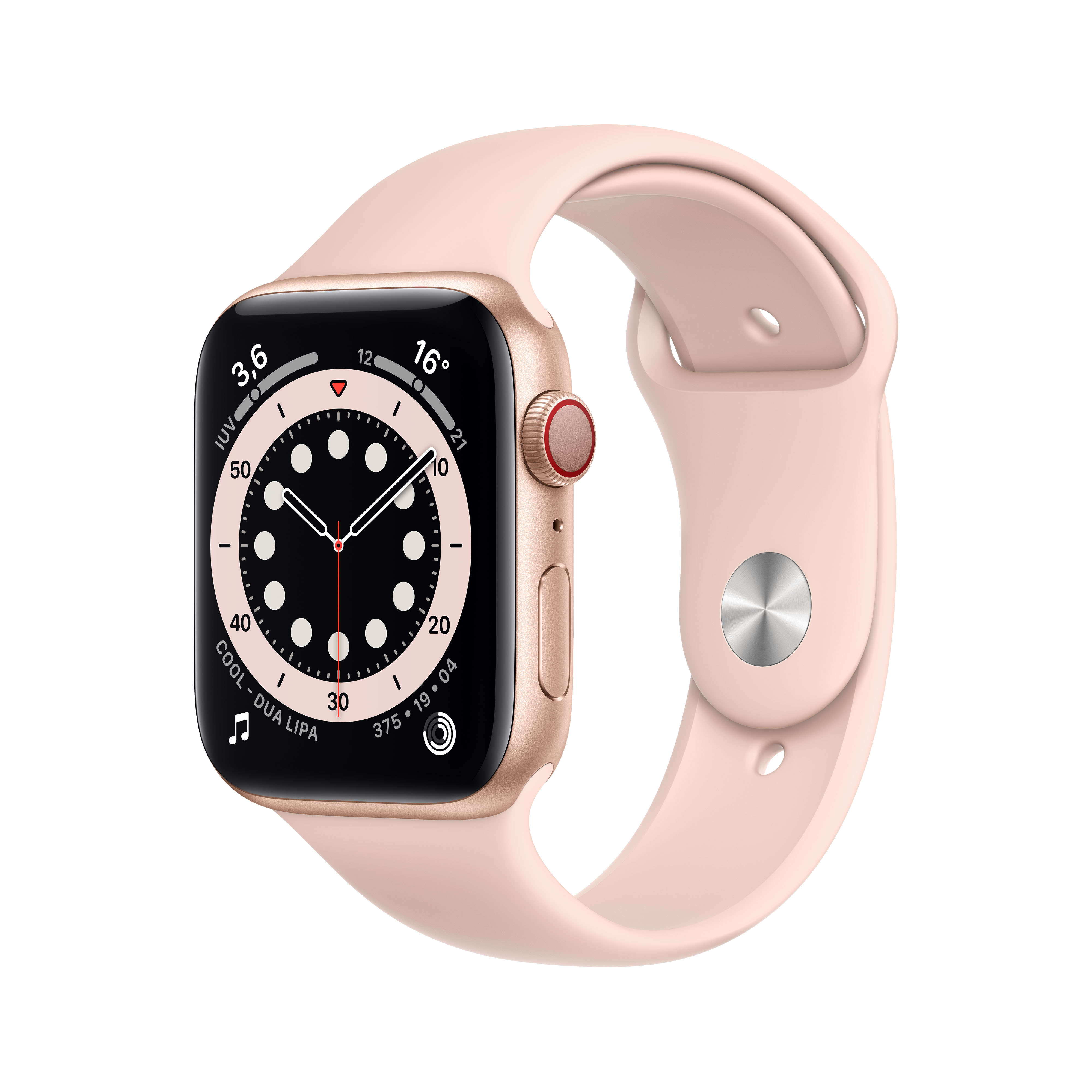 Smartwatch Apple Watch series 6 con gps cellular 44mm ororosa aluminio y correa deportiva rosa 44 caja en arena