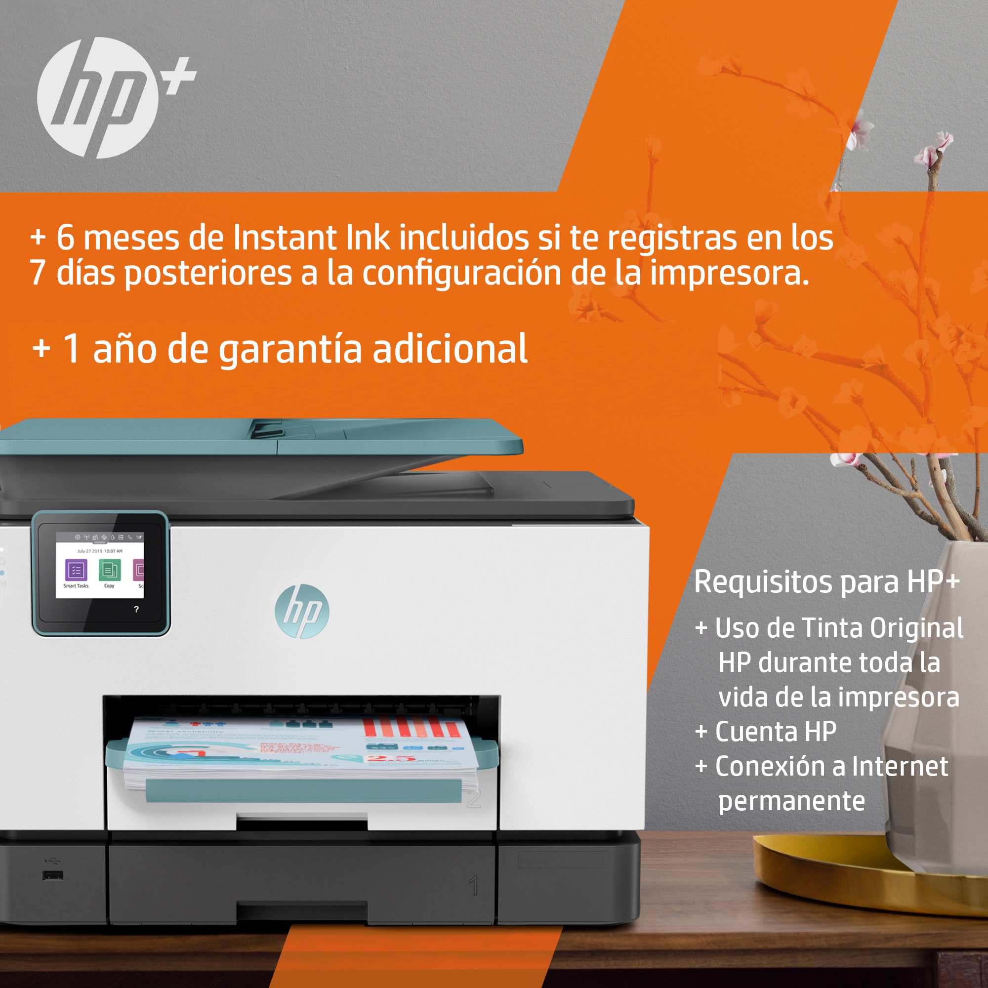 Impresora multifunción - HP OfficeJet Pro 9025e, Color, Wifi, 20 ppm, 6 meses de impresión Instant Ink con HP+