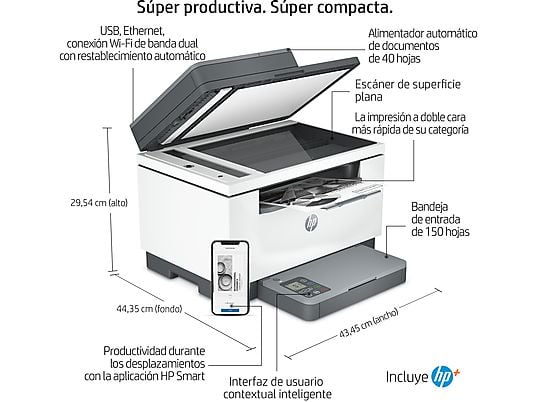 Impresora multifunción - HP LaserJet M234sdwe, Monocromo, 30 ppm, Wi-Fi, 6 meses gratis de impresión Instant Ink con registro HP+