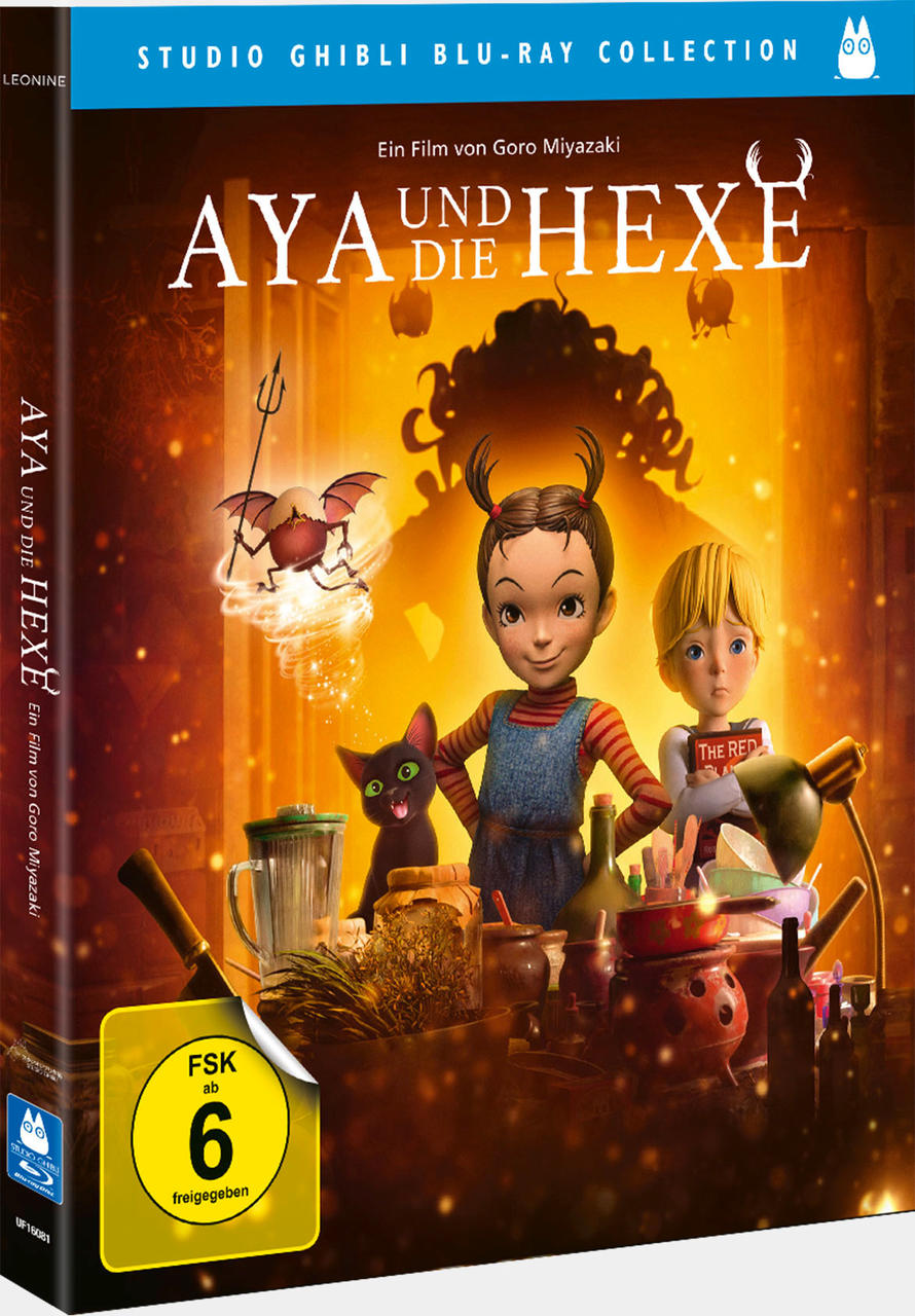 DVD-Cover-Art für „Aya und die Hexe“ mit animierten Charakteren auf farbenfrohem Hintergrund.