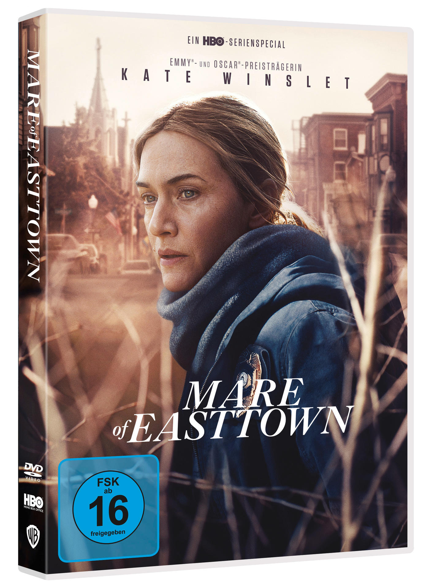 DVD-Cover. Porträt von Kate Winslet. Titel: Mare of Easttown. Bewertung: 16.