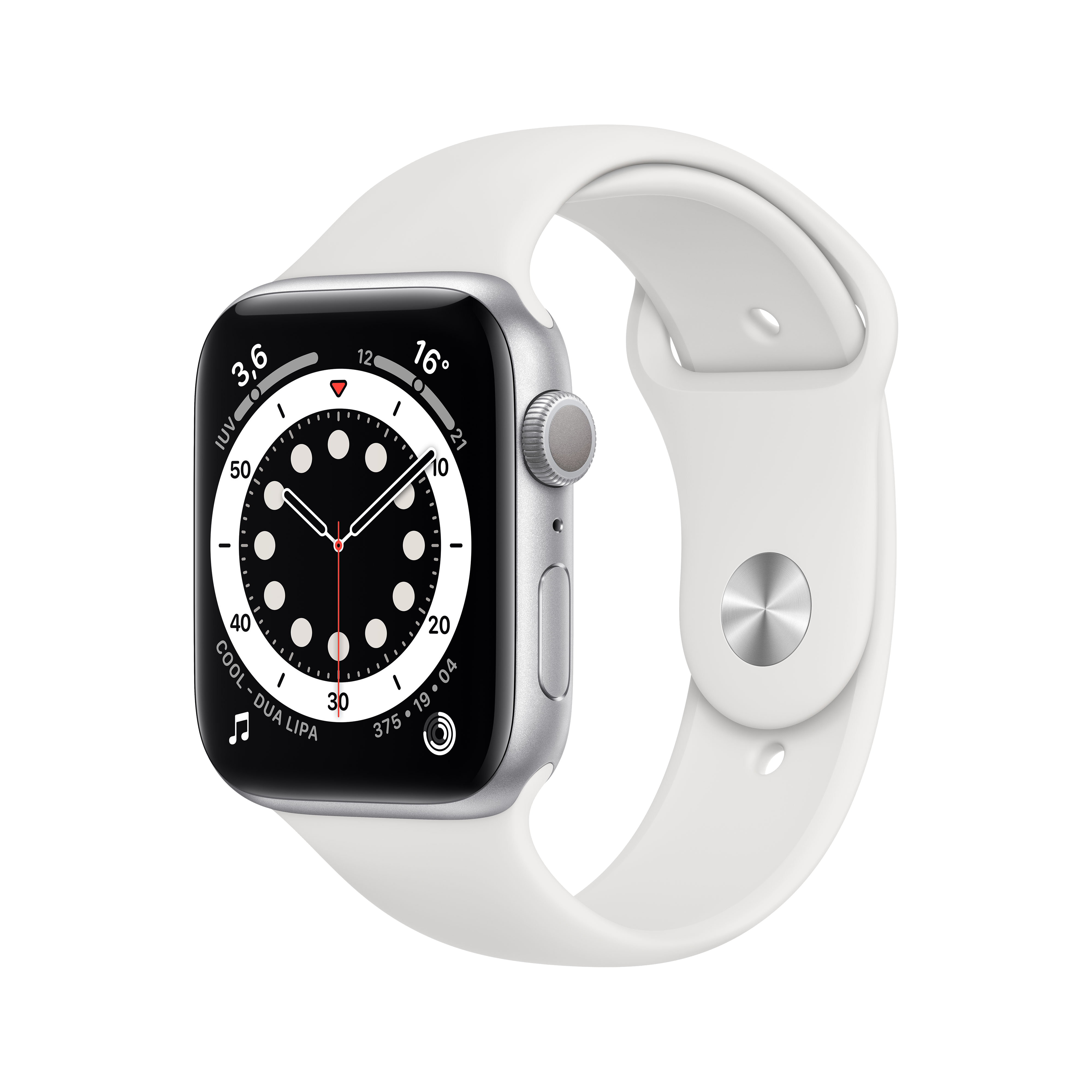 Apple Watch Series 6 gps 44mm aluminio plata y correa deportiva blanca 44 caja en talla con reacondicionado reloj m00d3tya