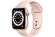 Apple Watch Series 6, GPS, 40 mm, Caja de aluminio en oro, Correa deportiva rosa arena