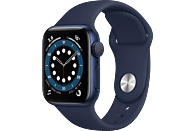 Apple Watch Series 6, GPS, 40 mm, Caja de aluminio en azul, Correa deportiva azul marino intenso