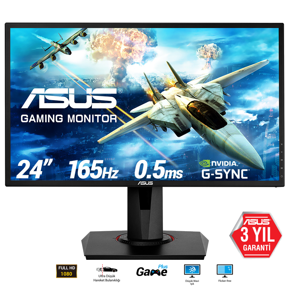 VG248QG 24 Gaming LED Freesync ve G-SYNC Uyumlu 0.5MS 165HZ DP HDMI DVI MM Vesa Monitör