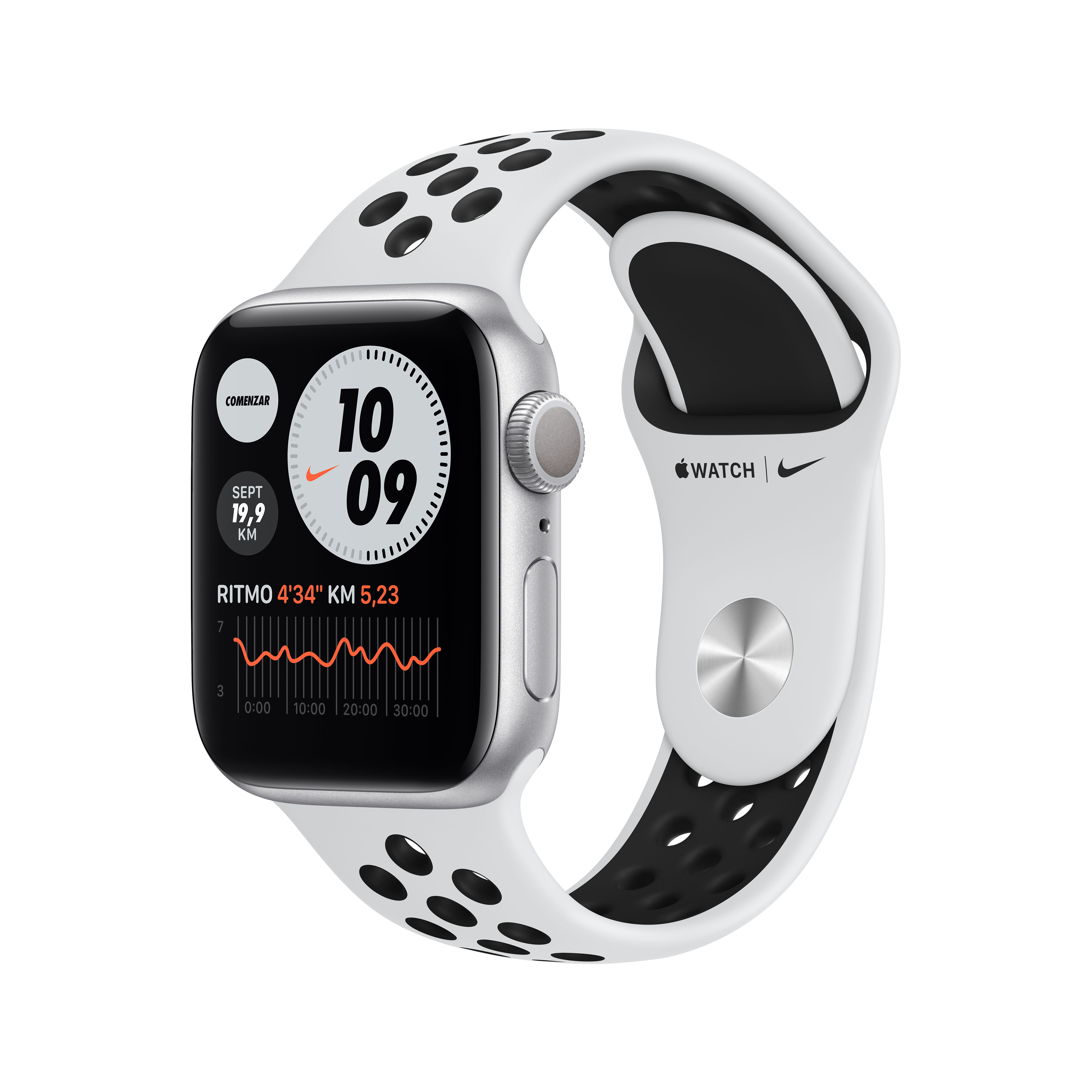 Apple Watch Nike Series 6, GPS, 40 mm, Caja de aluminio en plata