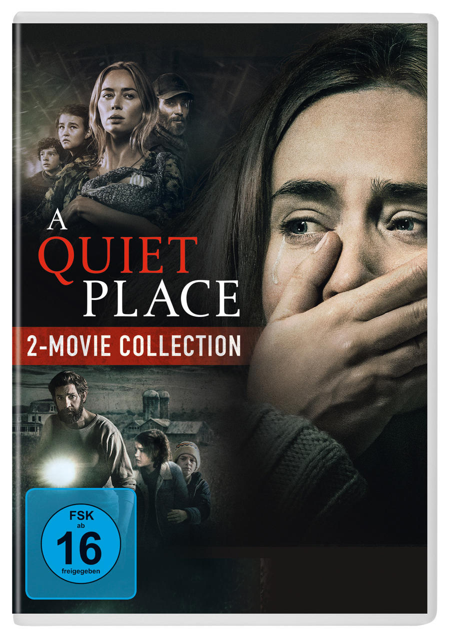 DVD-Cover: 'A Quiet Place' 2-Movie Collection, mit Emily Blunt und einer Familie.