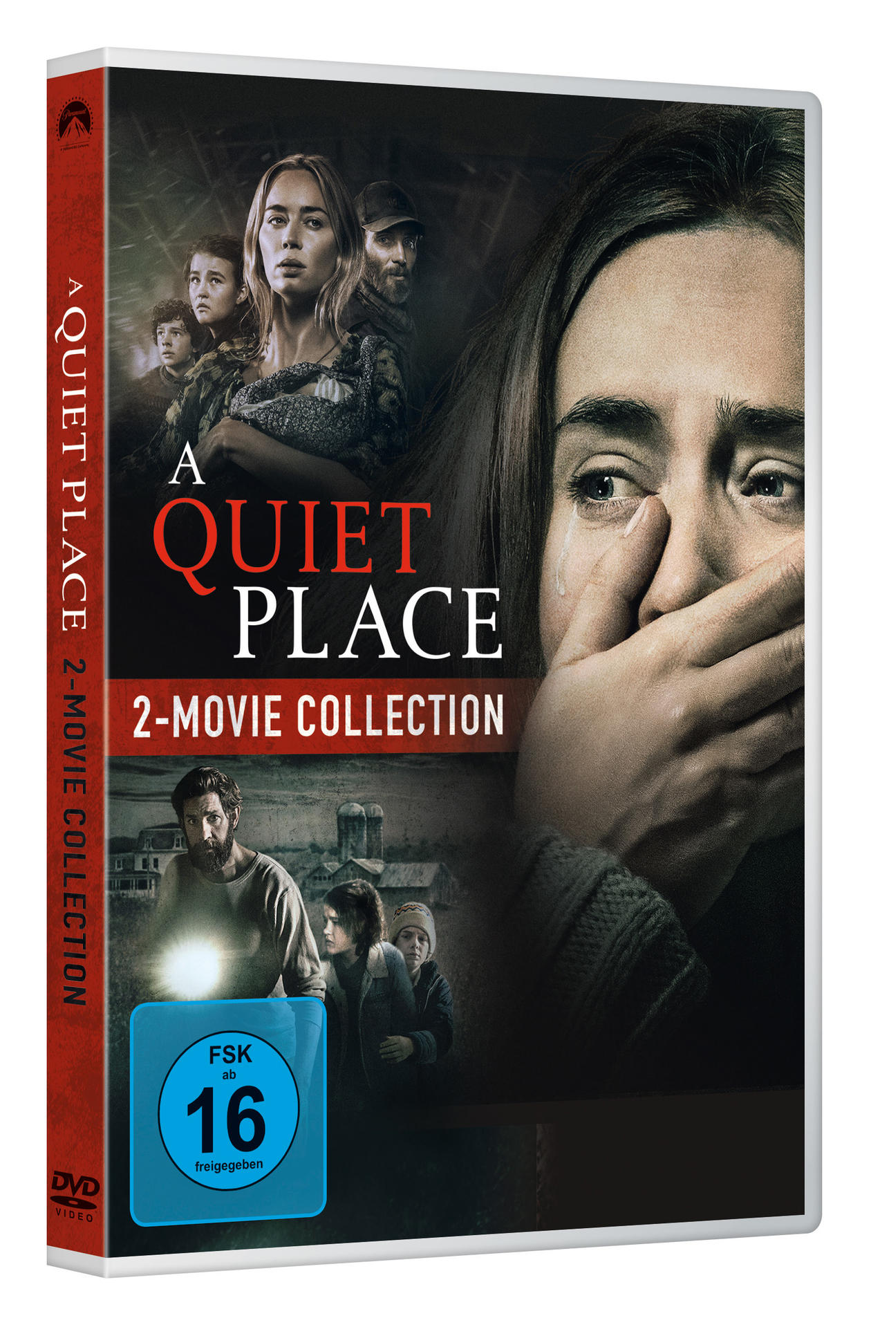 DVD-Cover für A Quiet Place 2-Movie Collection. Enthält Schauspieler und einen blauen Bewertungsticker.