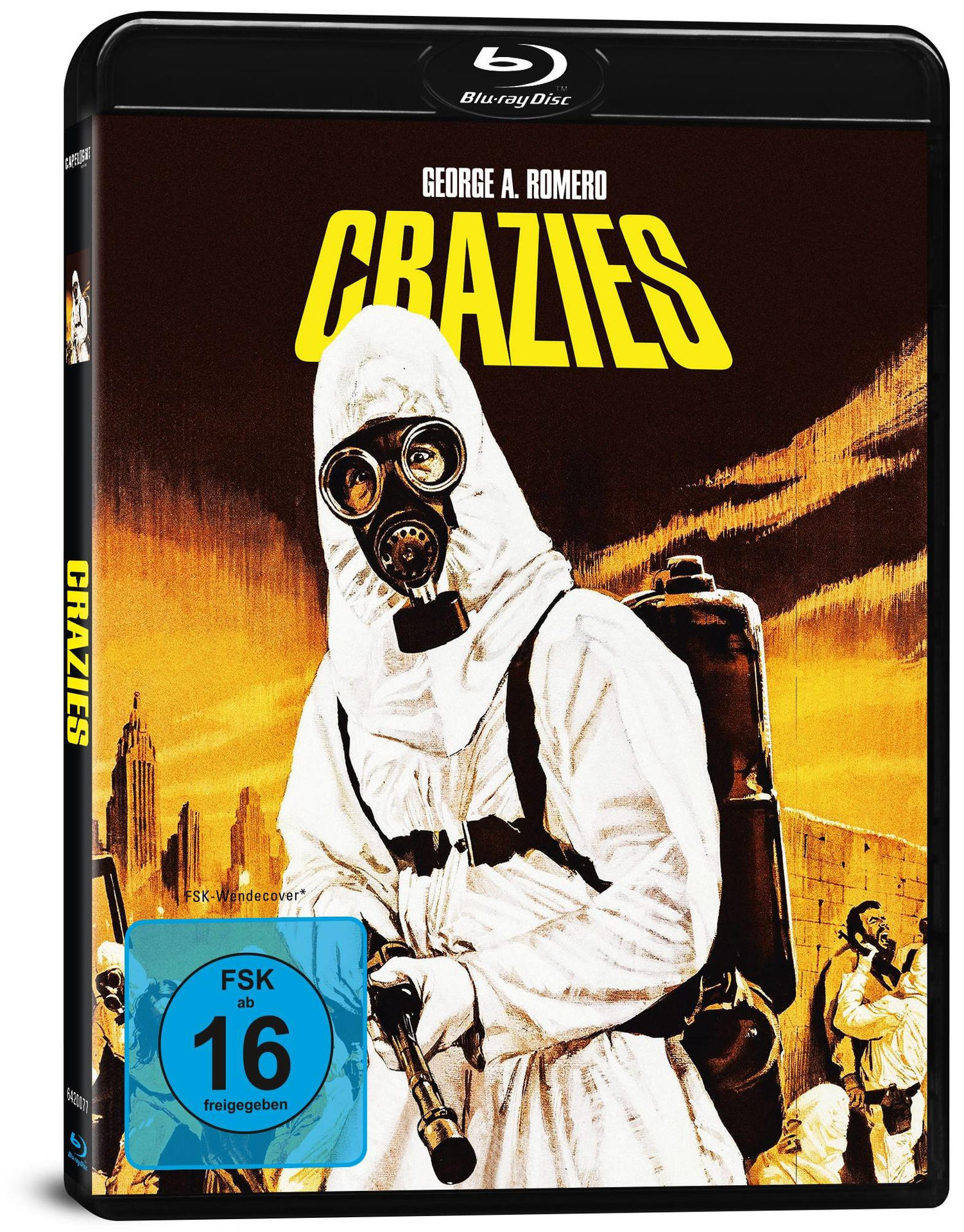 Blu-ray-Hülle des Films Crazies. Eine Person im Schutzanzug ist auf dem Cover abgebildet.