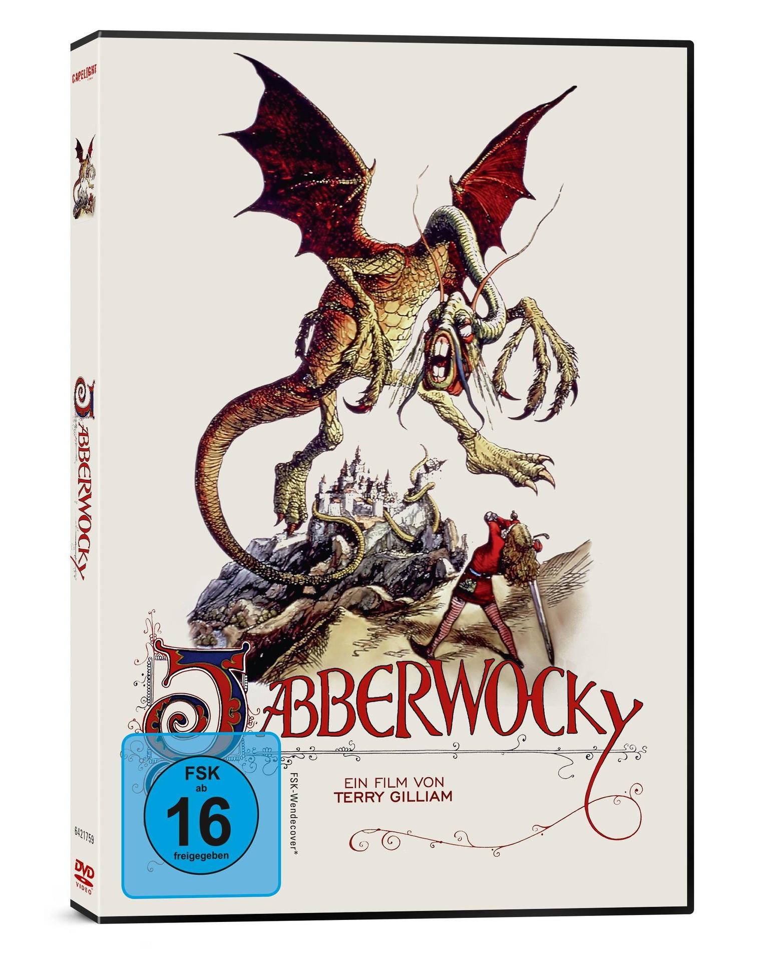 Eine DVD-Box mit dem Filmtitel 'Jabberwocky'. Es ist ein Fantasy-Filmplakat.
