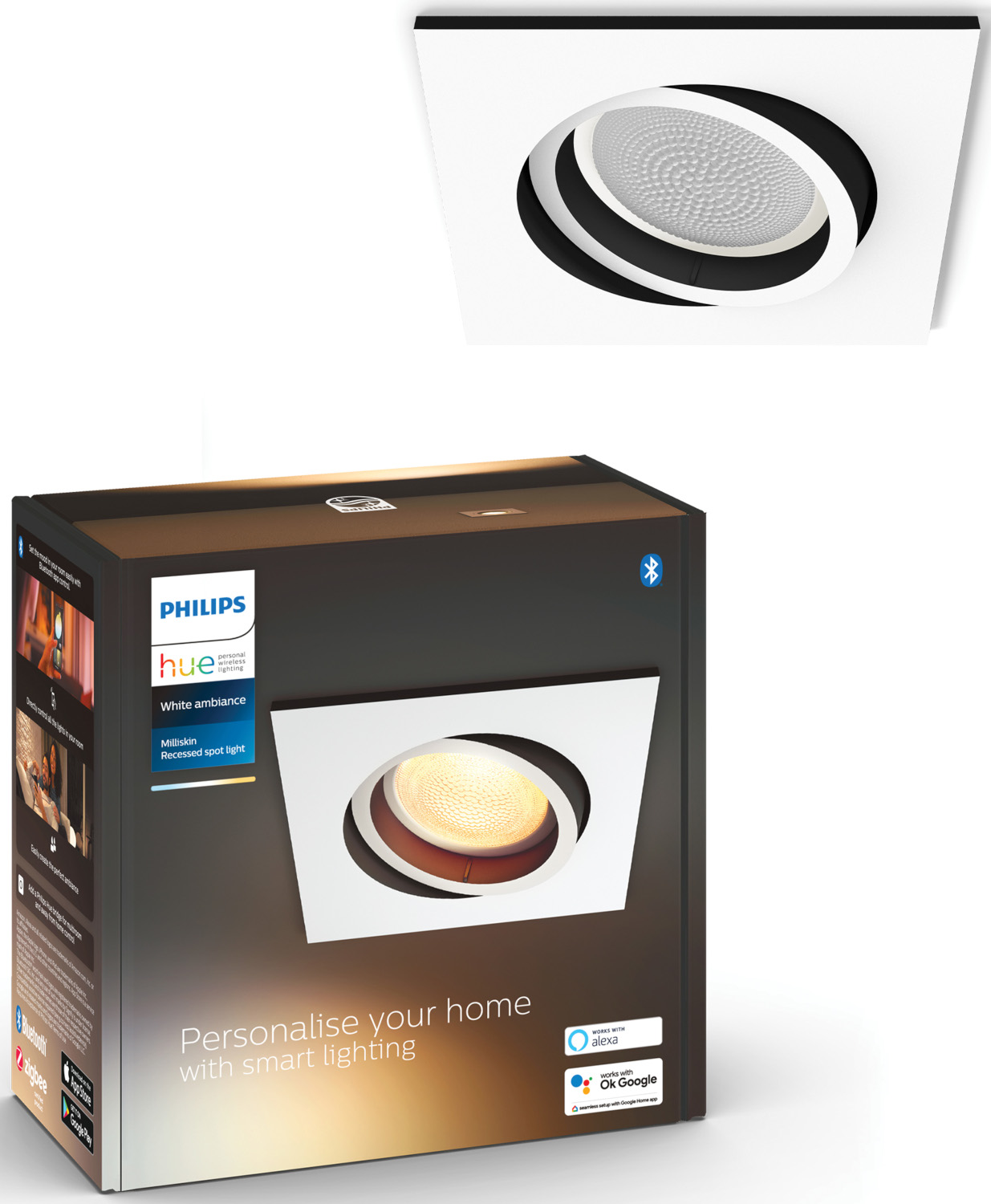PHILIPS HUE Spot encastrable Smart Milliskin Blanc (33860900)