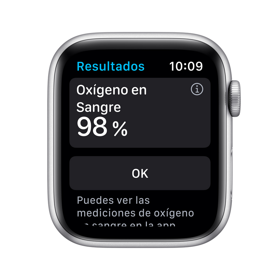 Apple Watch Series 6, GPS+CELL, 44 mm, Caja de aluminio en plata, Correa deportiva blanca