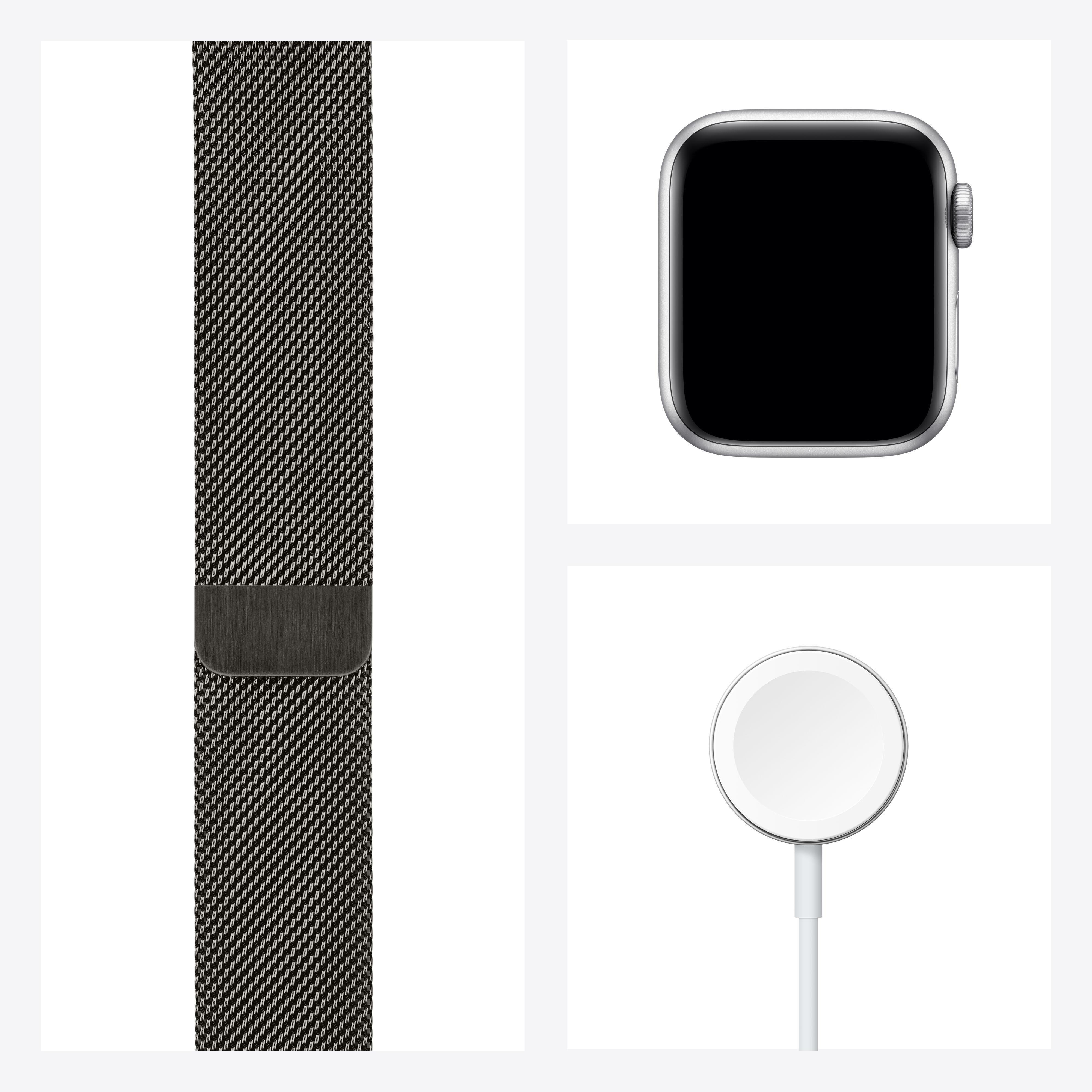 APPLE Watch Series Cellular) Graphit, Edelstahl Smartwatch - 180 Edelstahl, Graphit + mm, 40mm 130 (GPS Armband: 6 Gehäuse