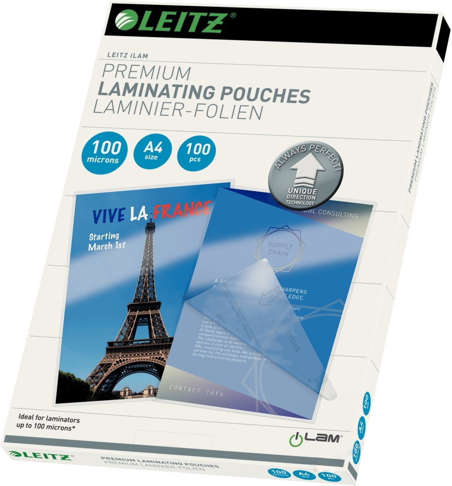 LEITZ iLAM UDT meleglamináló fólia, A4, 100 mikron, 100db/csomag (74800000)