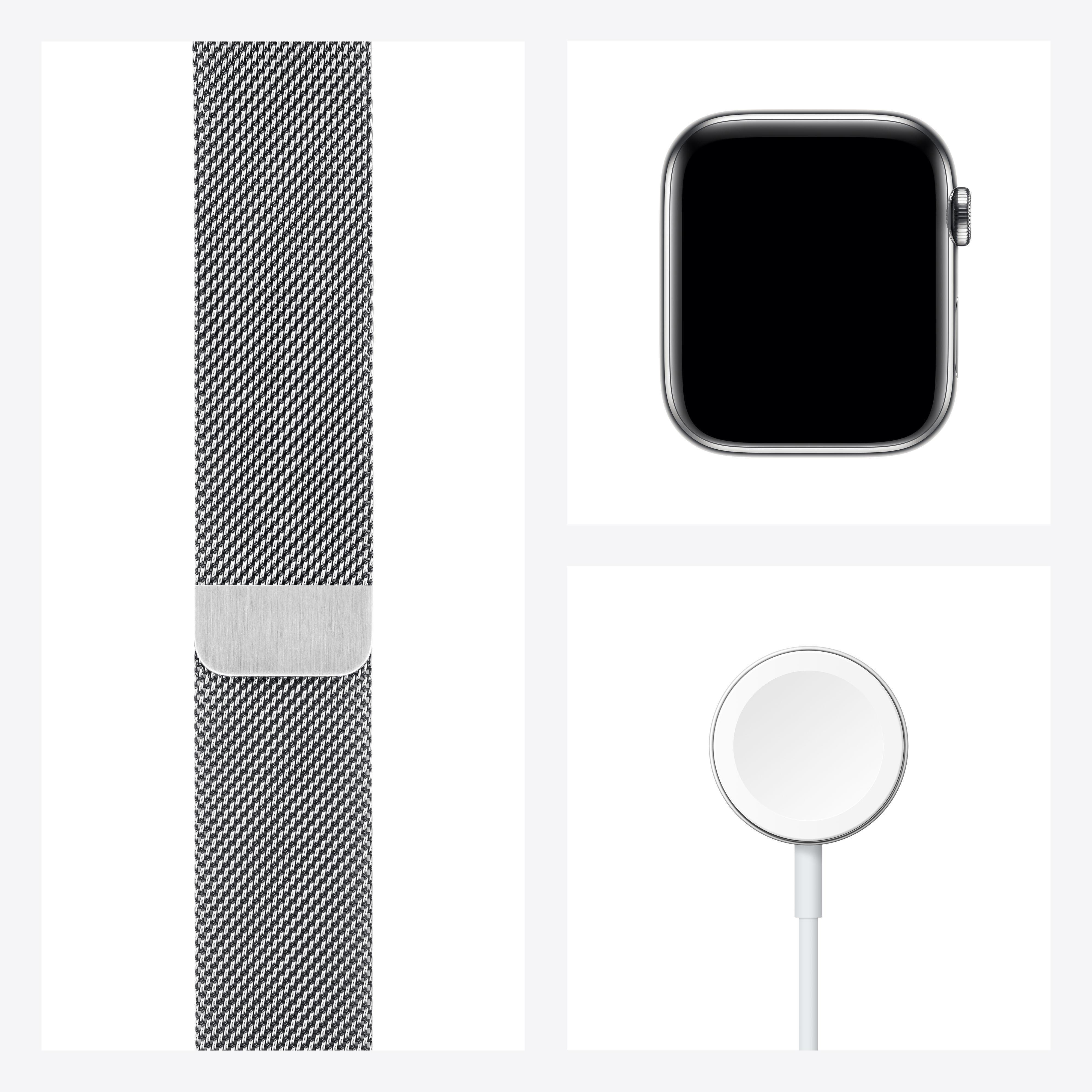 APPLE Watch Series 6 (GPS + Cellular) 40mm Smartwatch Edelstahl Edelstahl, 130 - 180 mm, Armband: Silber, Gehäuse: Silber
