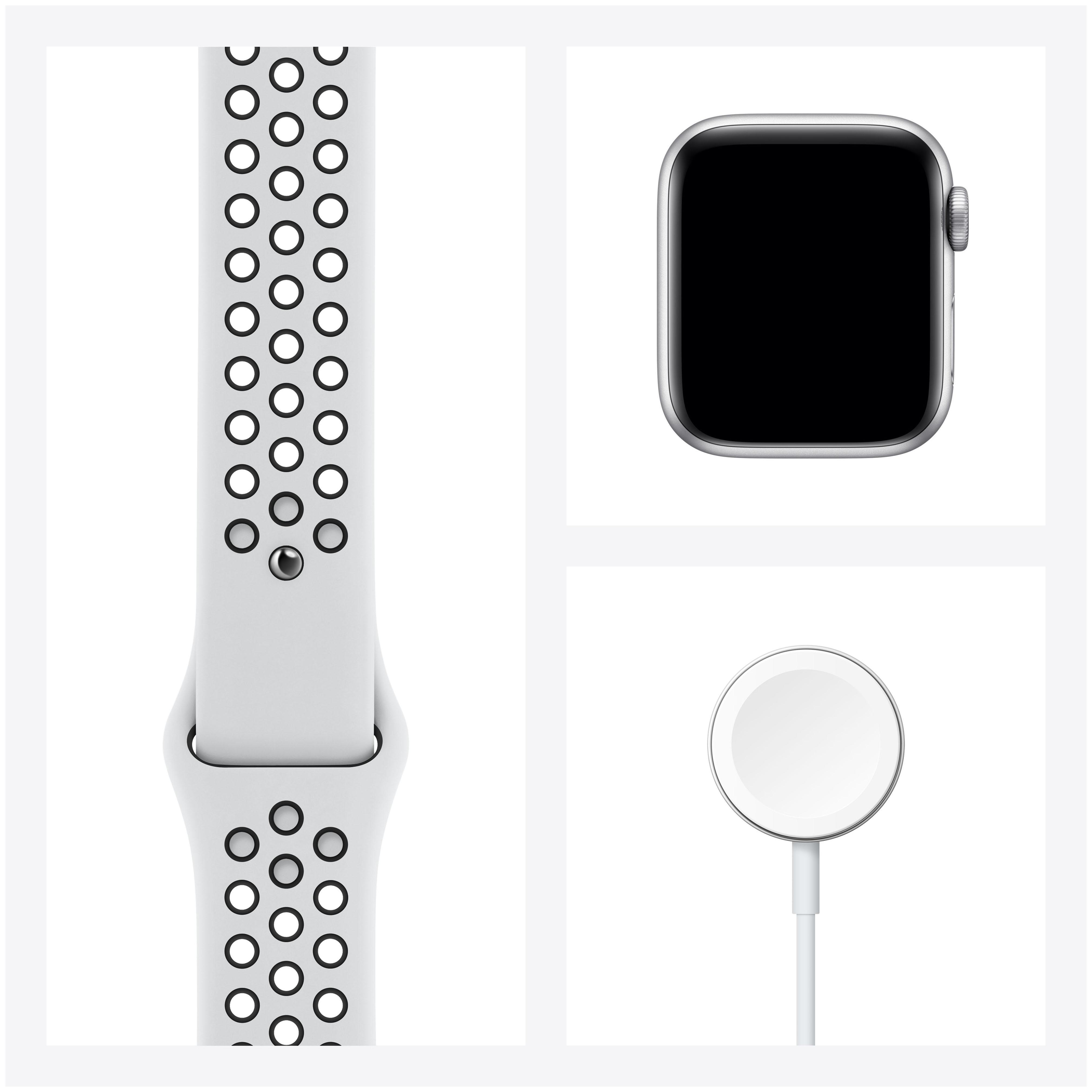 APPLE Watch SE Nike (GPS Fluorelastomer, - 40mm 130 Cellular) Silber/Schwarz Smartwatch 200 + mm