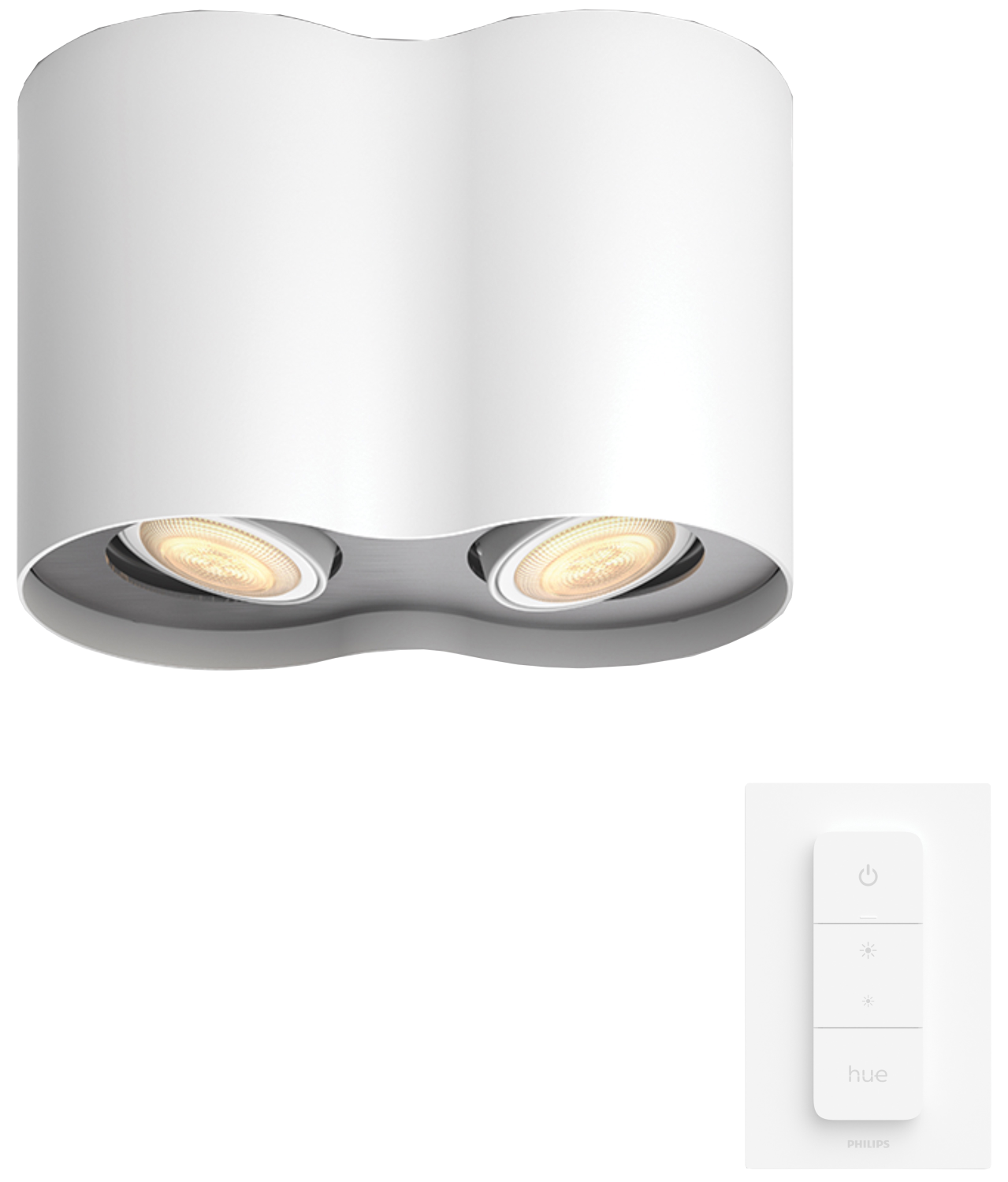 PHILIPS HUE Spot double Smart Pillar + Interrupteur Blanc (33846300)