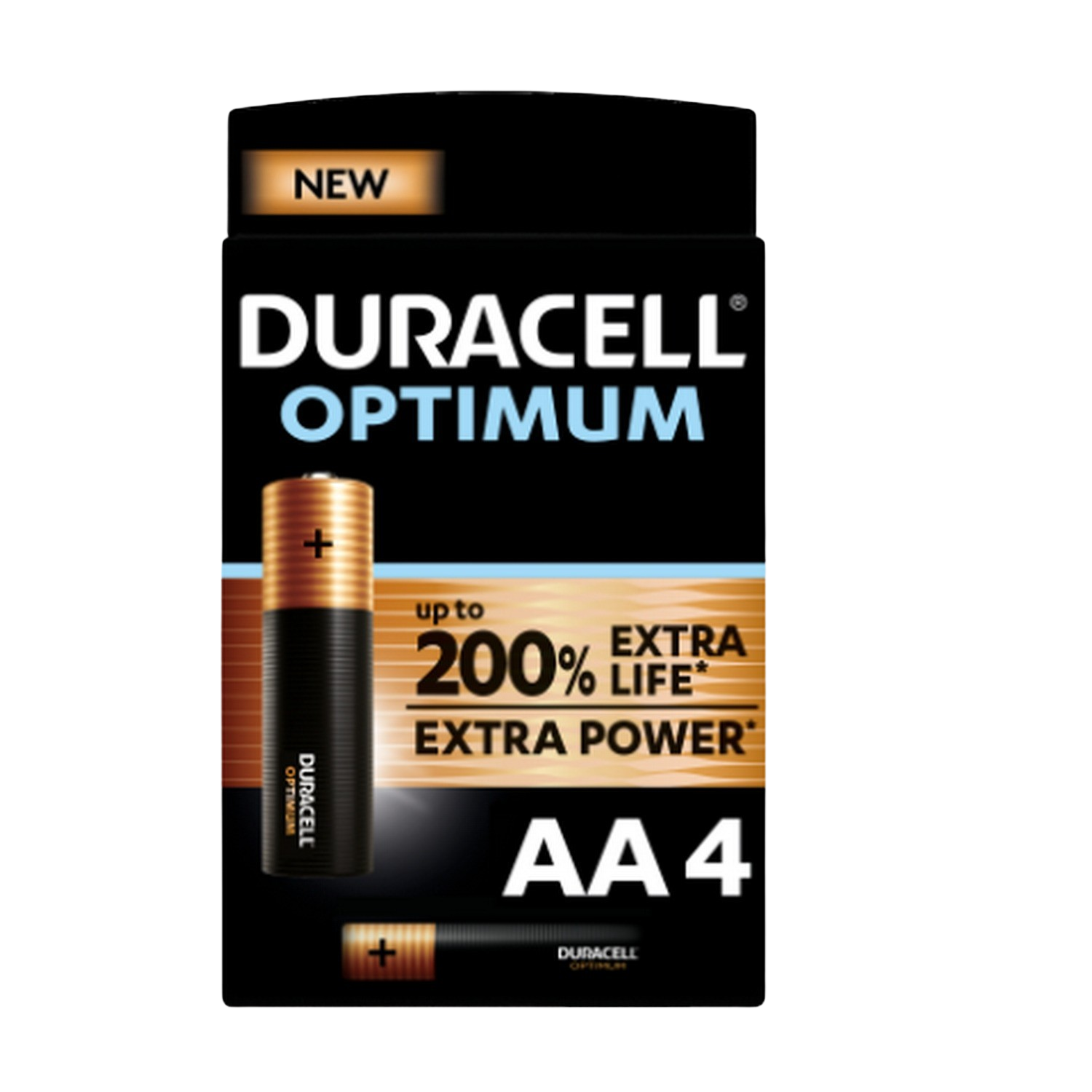 Pilas Aa Duracell optimum 4 unidades 1.5 lr6 mx1500 negro alcalinas voltios