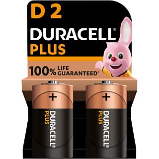 Pilas D - Duracell Plus D, 2 Unidades, 1.5 V LR20/ MN1300, Negro