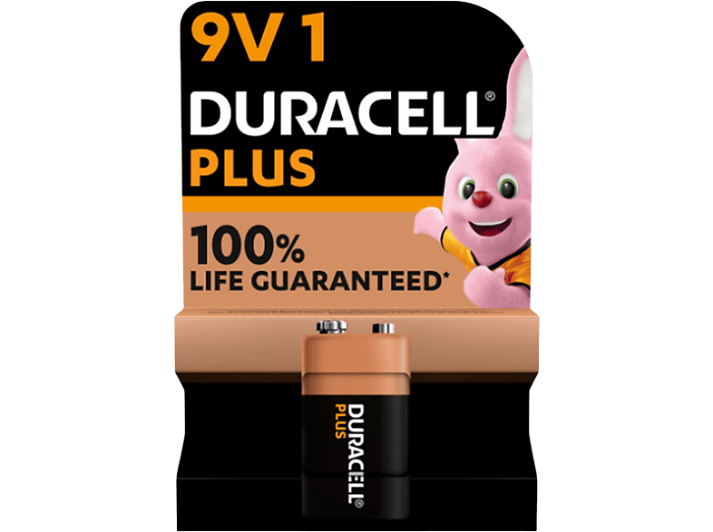 Pilas – Duracell Plus 9V, 1 Unidad, Negro