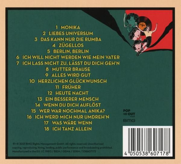 Albumcover mit Titeln und einer Grafik von Frauen. Der Hintergrund ist braun.