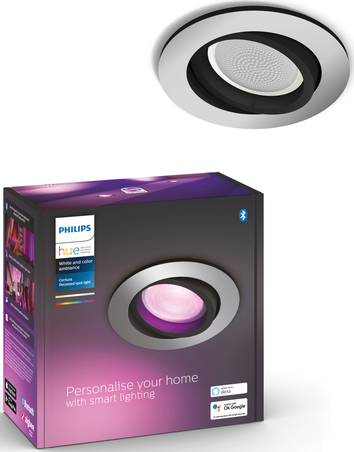 PHILIPS HUE Inbouwspot Centura Meerkleurig Aluminium (33862300)