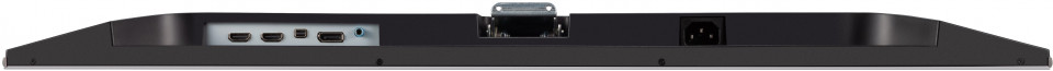 HDMI, DisplayPort ve güç gibi çeşitli bağlantı portlarını gösteren bir monitörün arka görünümü.