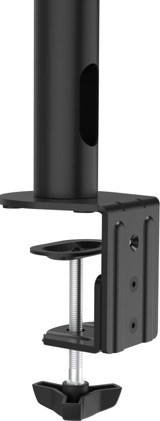 Pince métallique noire avec section supérieure cylindrique, vis et base réglable.
