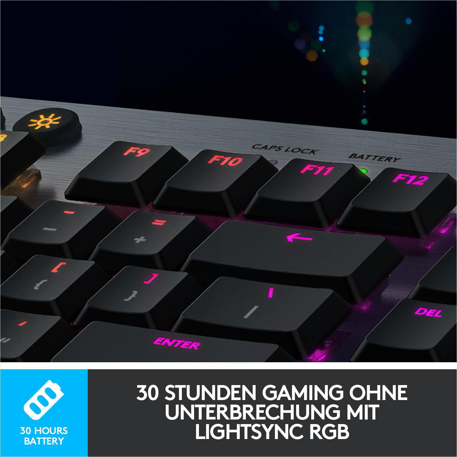 Sonstiges, Keyboard LIGHTSPEED LOGITECH GL G915 Mechanisch, - Linear, kabellos, Gaming Wireless Kohle Mechanical Tastatur, RGB