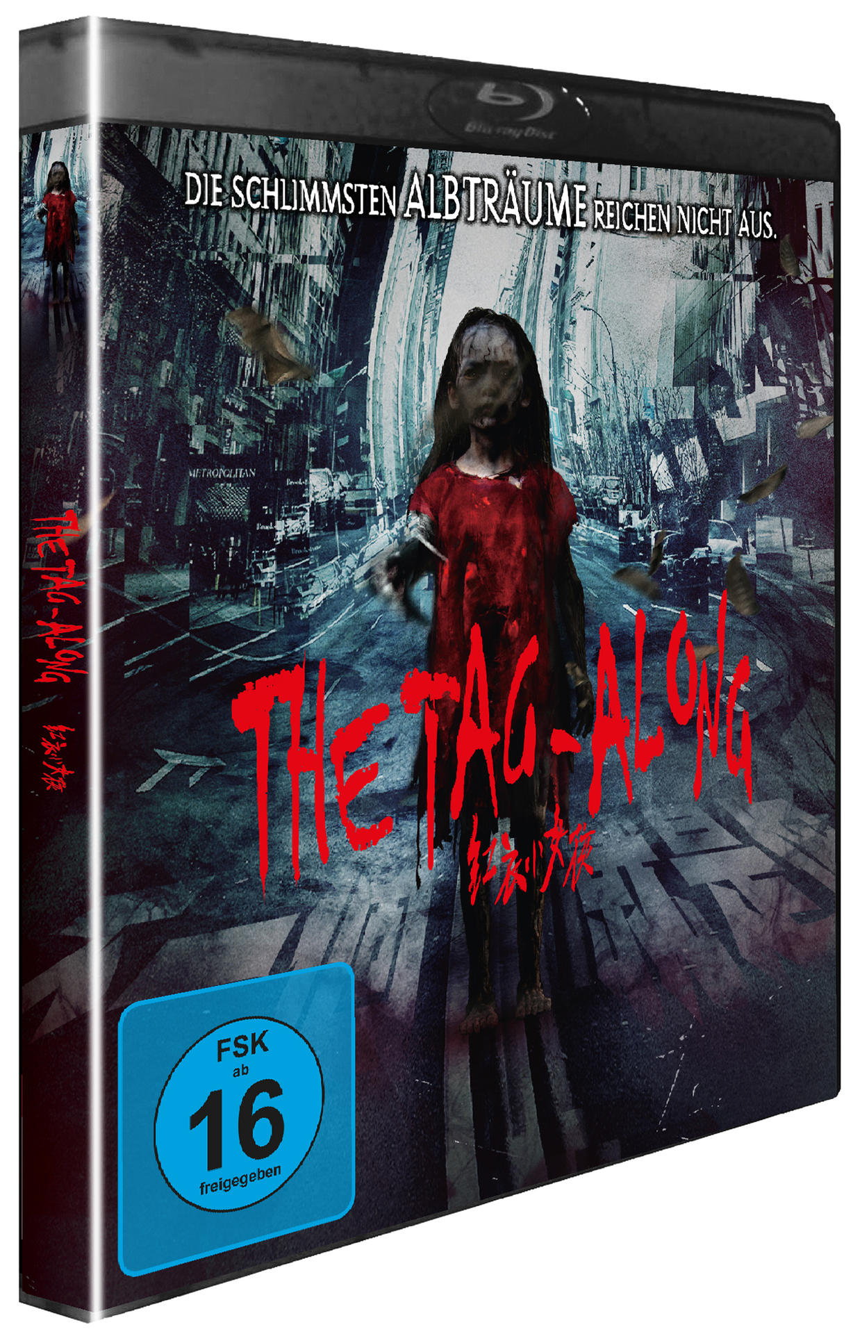 DVD-Hülle des Horrorfilms 'The Tag-Along' mit einem gruseligen kleinen Mädchen darauf.