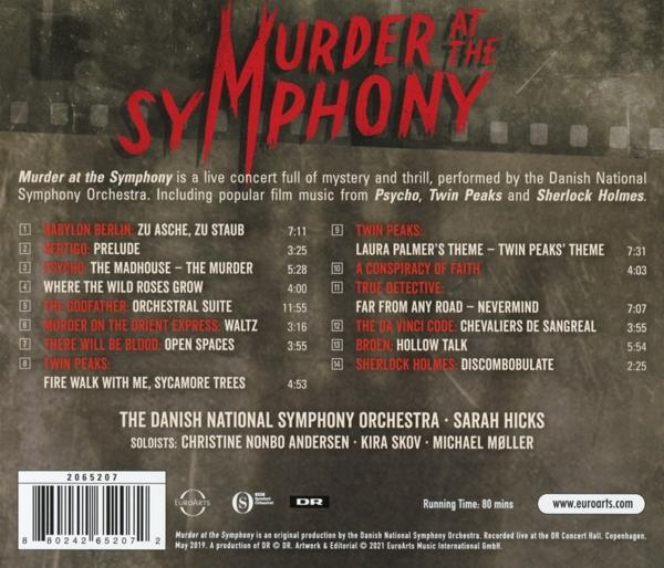 CD-Hülle mit dem Titel Murder at the Symphony. Text mit Liedern und Informationen über das Konzert und die Künstler.