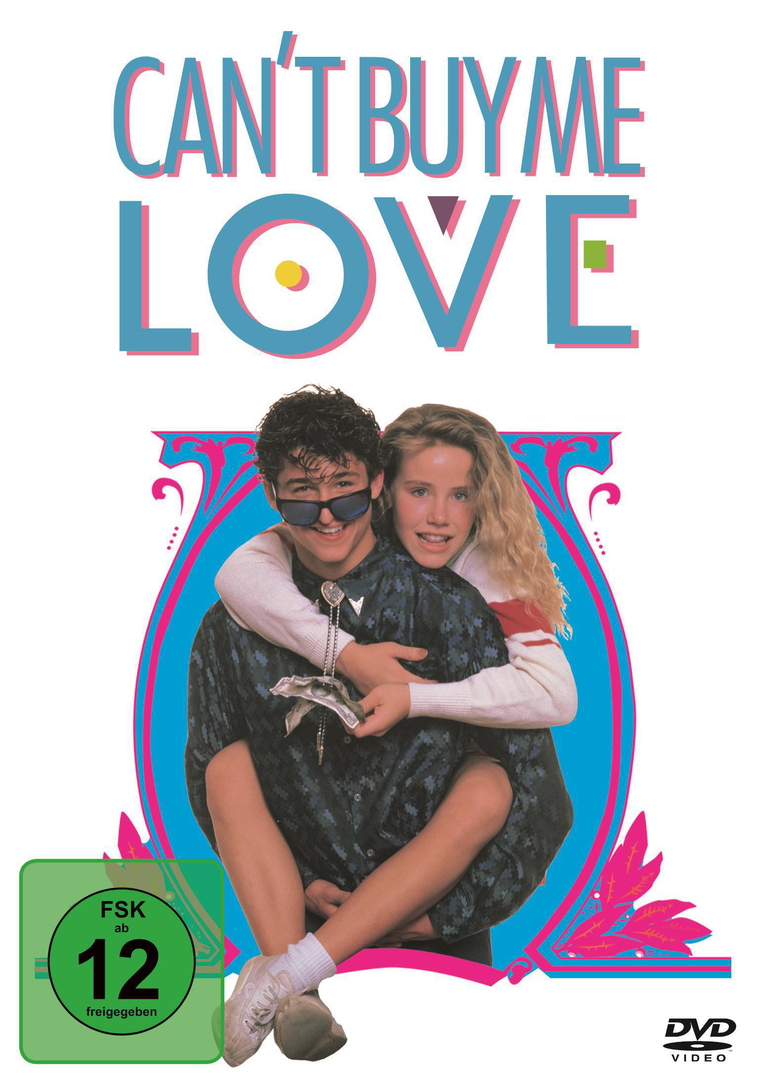 Film-DVD-Cover mit Paar. Text: Can't Buy Me Love. Bewertung: FSK ab 12 freigegeben.