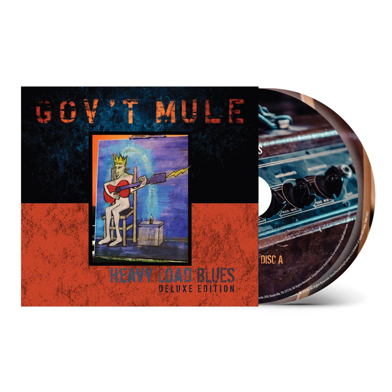 Gov't Mule 'Heavy Load Blues' CD-Albumcover mit Zeichnung eines Musikers.